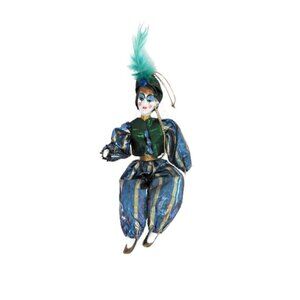Vintage Porcelain Sultan Padishah Snake Charmer Doll Christmas Ornament Blue